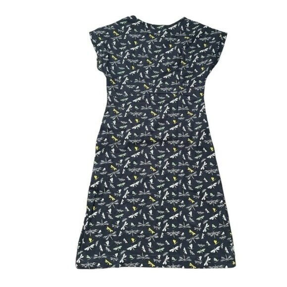Weird Fish Navy Blue Dragonfly Organic Cotton Jersey Dress US S - Picture 2 of 7